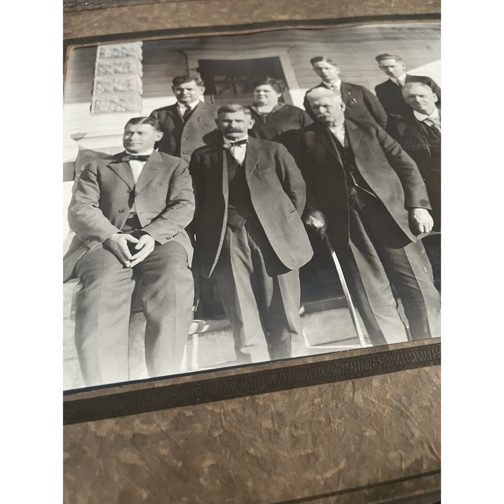 VINTAGE Matted 8X10 Black and White PHOTOGRAPH -  TOWN LEADERS ON THE PORCH - Picture 8 of 10